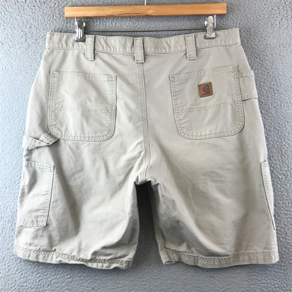 Carhartt Mens Tan Canvas Carpenter Shorts Workwear Utility Pockets 38